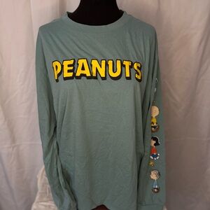 Peanuts Sage Green Tee with Yellow Block Logo